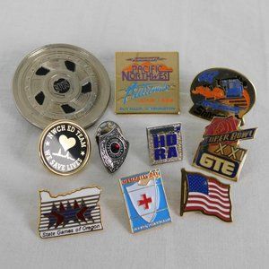 Lot of 10 Random Assorted Collectible & Advertisement Pinbacks & Pins Grab Bag